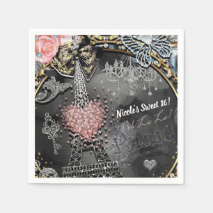 Serviette En Papier Paris Bling Glamour Étincelle France Sweet 16 Fête