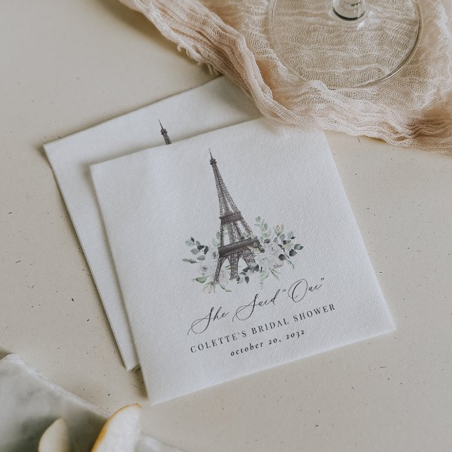 Serviette En Papier Paris Bloom | Tour Eiffel florale pour une fête de (Créateur téléchargé)