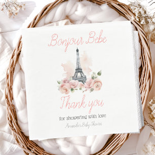 Serviette En Papier Paris Bonjour Bebe Baby shower Floral Parisien