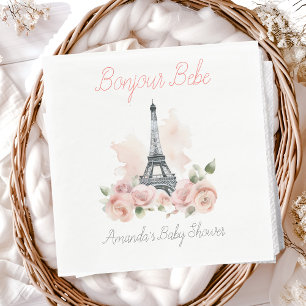Serviette En Papier Paris Bonjour Bebe Baby shower Floral Parisien