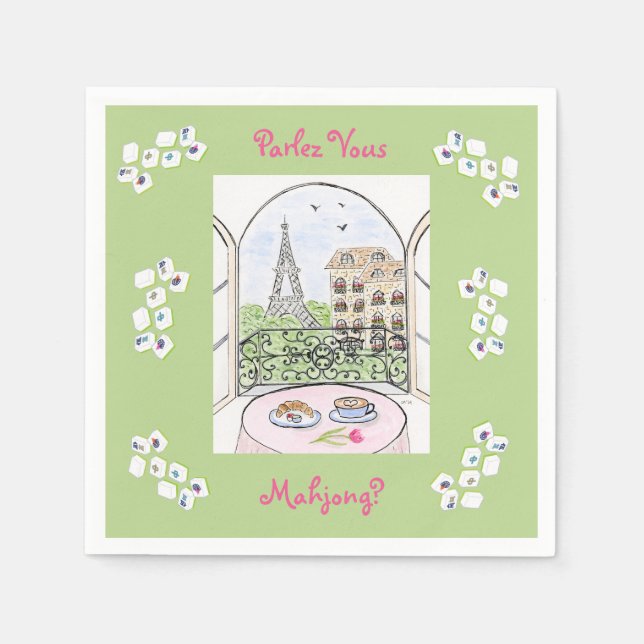 Serviette En Papier Paris Fantaisiste et Tour Eiffel Parley MAHJONG (Devant)