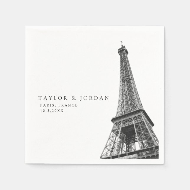 Serviette En Papier Paris France Mariage Tour Eiffel Papier Napkin (Devant)