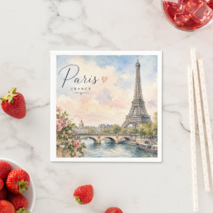 Serviette En Papier Paris France Tour Eiffel rivière seine 
