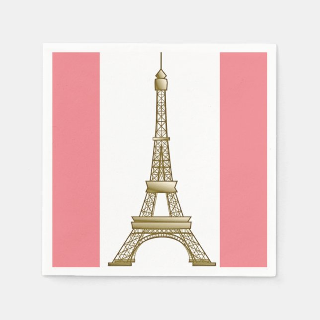 Serviette En Papier Paris Pink Eiffel Tower Papier (Devant)