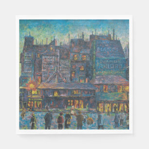 Serviette En Papier Paris Street S'Éclairer Le Soir (Art Français)
