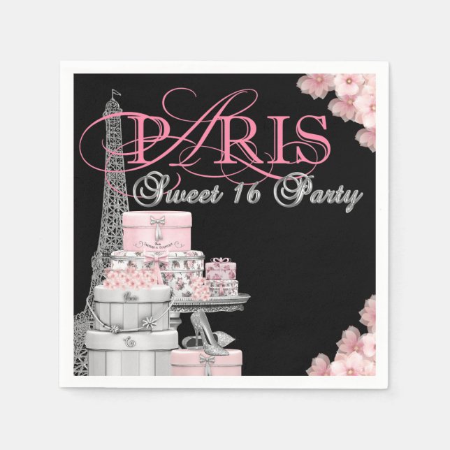 Serviette En Papier Paris Sweet 16 Anniversaire (Devant)