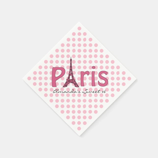 Serviette En Papier Paris Sweet 16 serviettes d'anniversaire personnal (Coin)