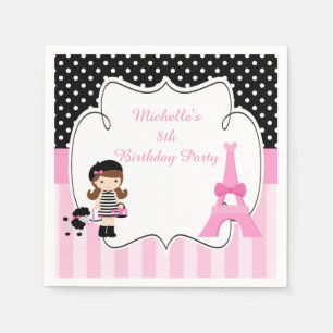 Serviette En Papier Paris Tour Eiffel Brunette Girl