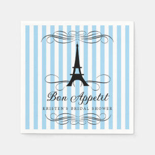 Serviette En Papier Paris Tour Eiffel Fête des mariées Bleue