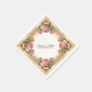 Serviette En Papier Parisian Vintage Rose Manor House Formal Wedding