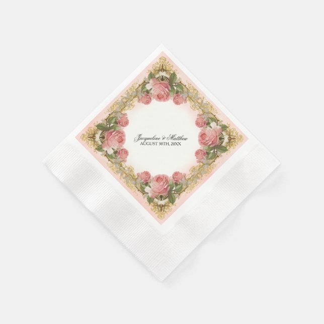 Serviette En Papier Parisian Vintage Rose Manor House Formal Wedding (Coin)