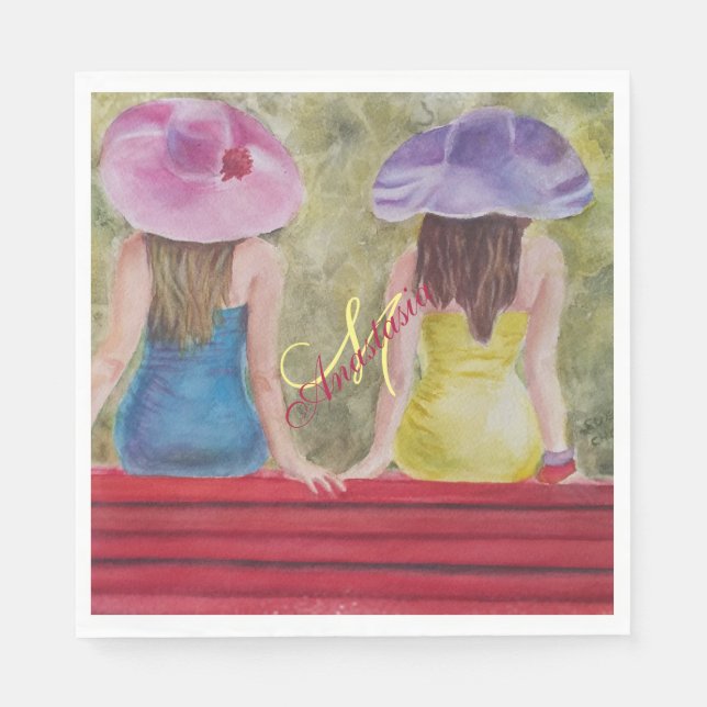 SERVIETTE EN PAPIER PARK BENCH FAMILLES MONOGRAM PARTI (Devant)