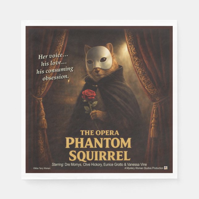 Serviette En Papier Parodie de l'Opéra Fantôme Écureuil (Devant)