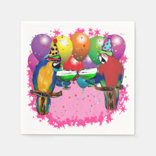 SERVIETTE EN PAPIER PARROTS D'ANNIVERSAIRE