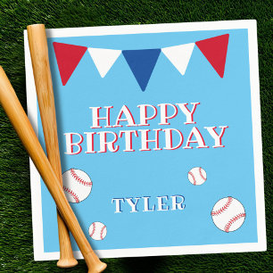 Serviette En Papier Parti Anniversaire de enfant de baseball bleu mign