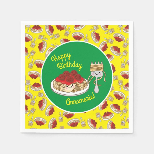Serviette En Papier Parti Anniversaire de enfant de Cute Spaghetti Kaw (Devant)