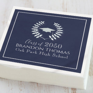 Serviette En Papier Parti de graduation bleu marine