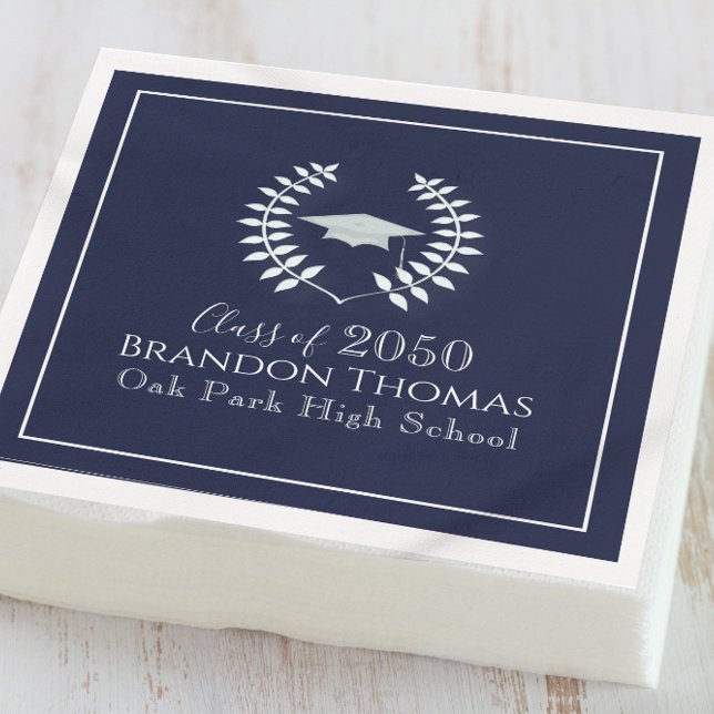 Serviette En Papier Parti de graduation bleu marine (Créateur téléchargé)