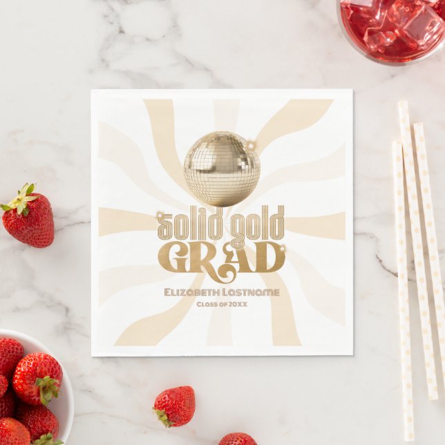 Serviette En Papier Parti de Graduation Disco super Solid Gold (En situation)