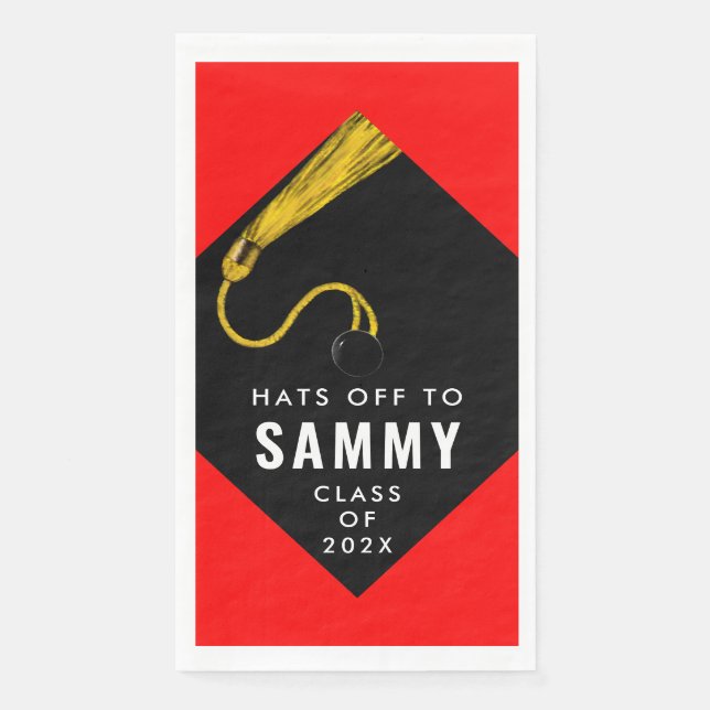 Serviette En Papier Parti de graduation Rouge (Devant)