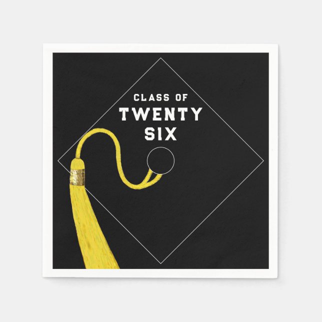 Serviette En Papier Parti de la graduation noire 2025 (Devant)