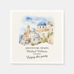 Serviette En Papier Parti de la retraite Colorful Grèce Village Hill