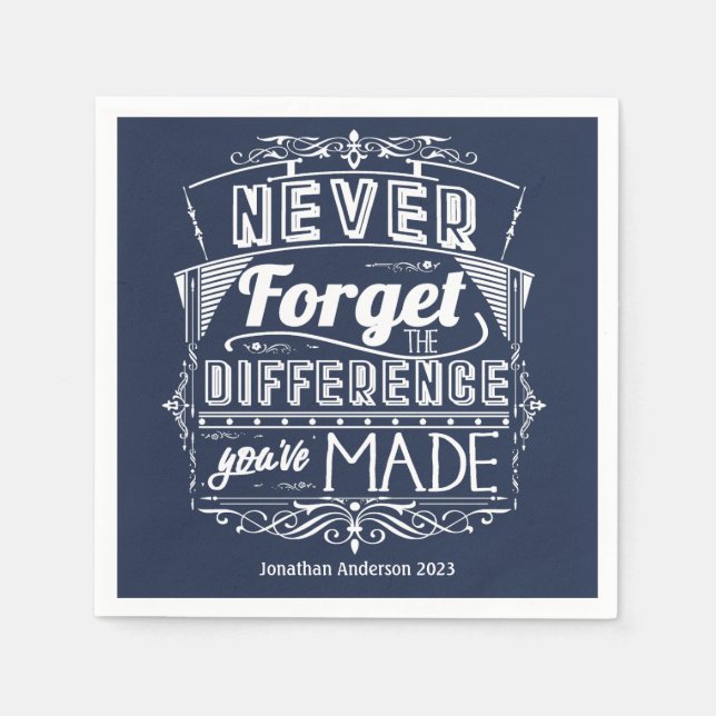 Serviette En Papier Parti de la retraite n'oublie jamais (Devant)