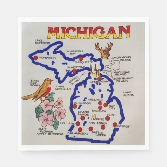 Serviette En Papier Parti de l'État du Michigan  (Devant)