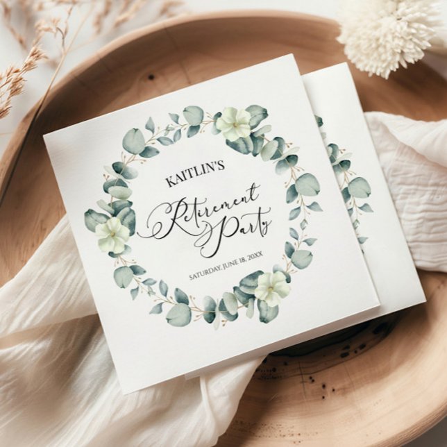 Serviette En Papier Parti de retraite botanique Feuille de Green Eucal (Créateur téléchargé)