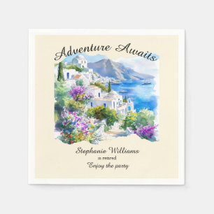 Serviette En Papier Parti de retraite Colorful Grèce Village Océan