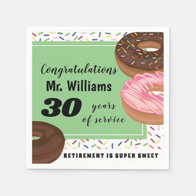 Serviette En Papier Parti de retraite Donut et Sprinkles (Devant)