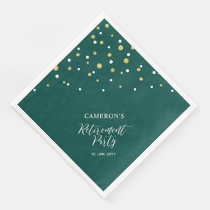Serviette En Papier Parti de retraite Gold & Green Chic Confetti