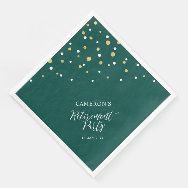 Serviette En Papier Parti de retraite Gold & Green Chic Confetti (Coin)