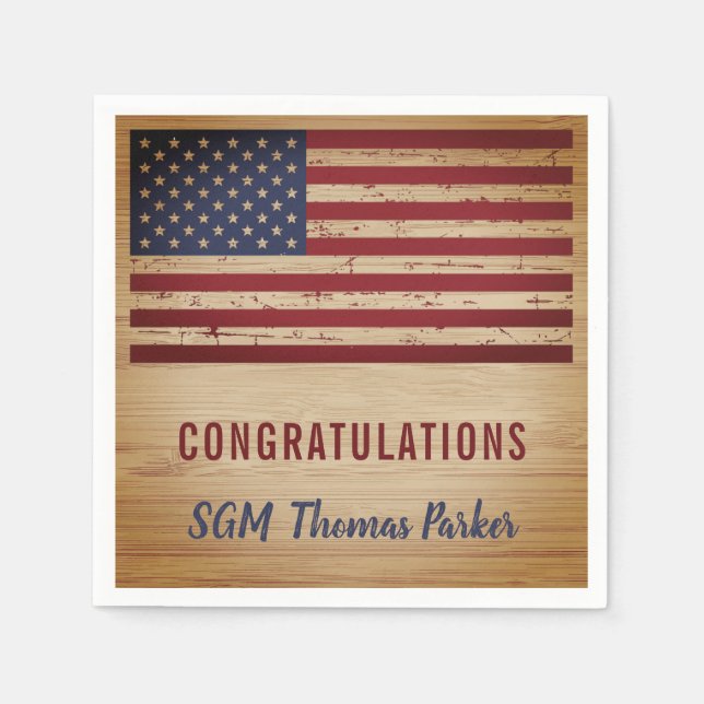 Serviette En Papier Parti de retraite militaire drapeau américain patr (Devant)