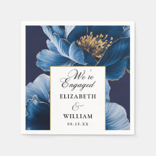 Serviette En Papier Parti d'engagement Élégant de la Marine Bleue Et O