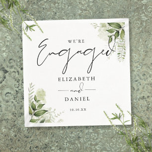 Serviette En Papier Parti d'engagement floral vert moderne