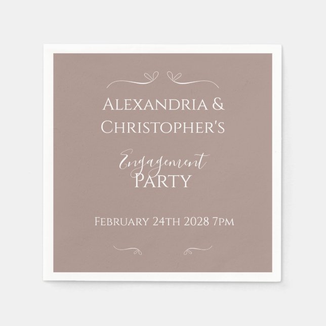Serviette En Papier Parti d'engagement Mariage moderne chic (Devant)