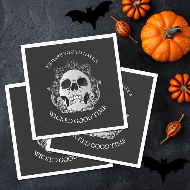 Serviette En Papier Parti d'Halloween gothique du crâne (Skull Gothic Halloween Party Napkins)
