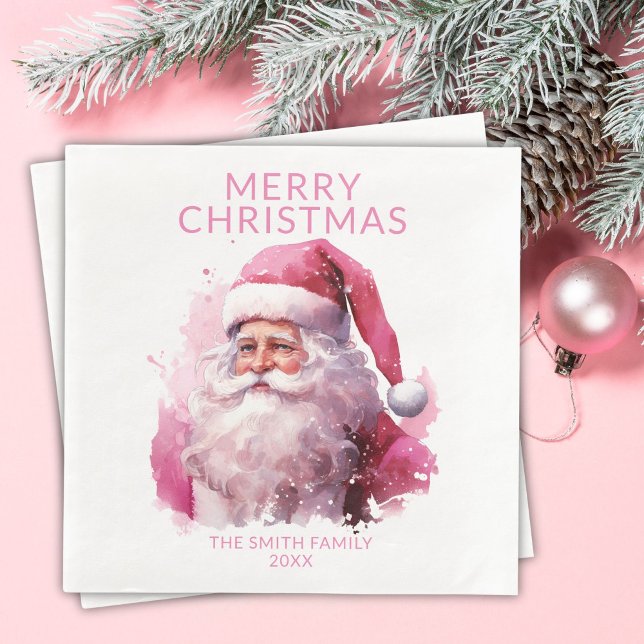 Serviette En Papier Parti du Père Noël rose (Créateur téléchargé)