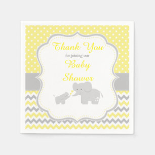 Serviette En Papier Parti Eléphant Jaune et Gris Baby shower