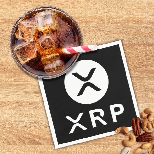 Serviette En Papier Parti monétaire de chiffrement noir XRP (Black XRP cocktail napkins for Crypto Currency enthusiast parties)