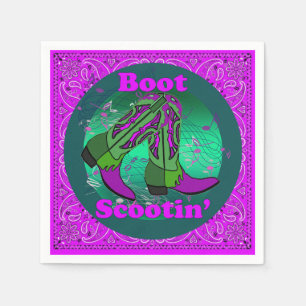 Serviette En Papier Parti occidental Cowboy Boot Scootin' Dance violet