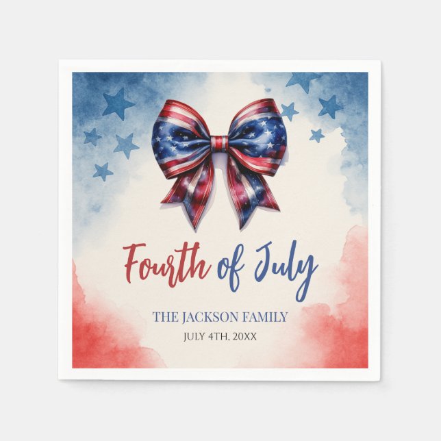 Serviette En Papier Parti patriotique 4 juillet Bow (Devant)