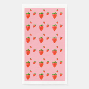 Serviette En Papier Parti rose Motif aux fraises rouges