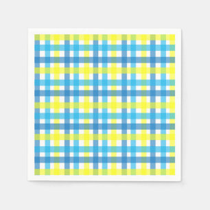 Serviette En Papier Partie bleue et jaune fraîche de rayures