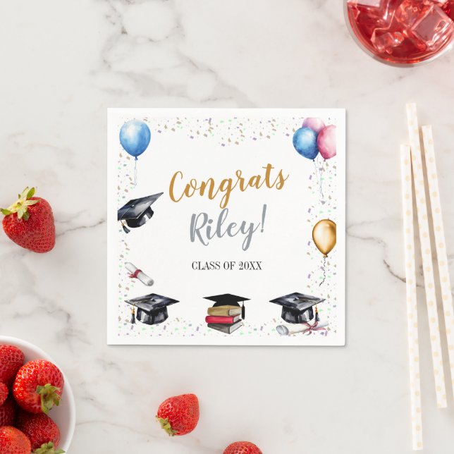 Serviette En Papier Partie de graduation de l'aquarelle (En situation)