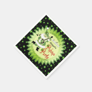 Serviette En Papier Partie de pyjama de vacances - Père Noël Elf et