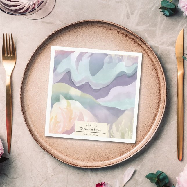 Serviette En Papier Partie de retrait de l'aquarelle Abstraite contemp (Abstract Contemporary Watercolor Retirement Party Napkins)