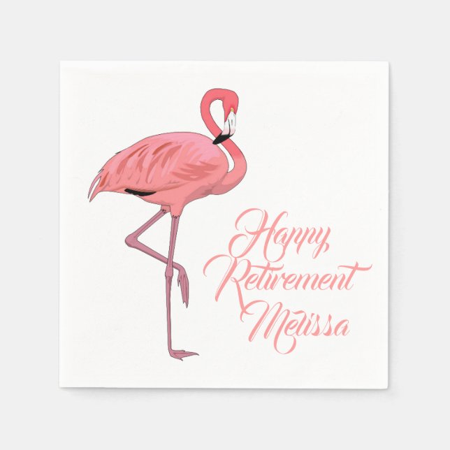 Serviette En Papier Partie de retraite personnalisée Flamant rose (Devant)