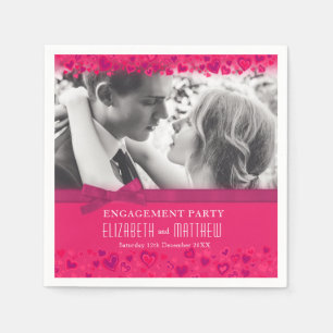 Serviette En Papier Partie d'engagement coeur rouge rose arc photo